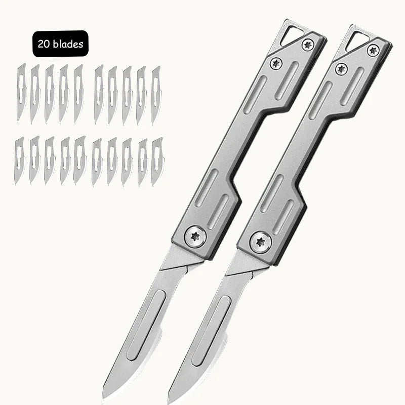 Folding Keychain Knife with 10 Spare Blades