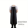 A black PU leather waterproof apron worn by a person, displayed against a white background.