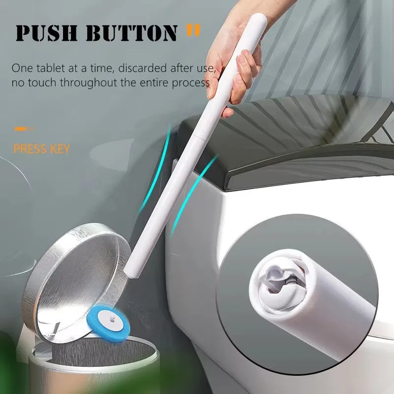 Wall-Mounted Disposable Toilet Brush Set with Refill Heads