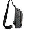 Men's Waterproof PU Leather Crossbody Bag with Geometric Pattern