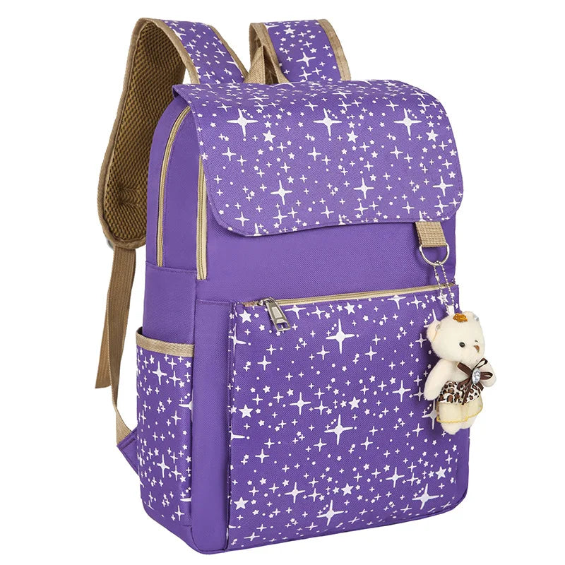 3-Piece Canvas Backpack Set for School