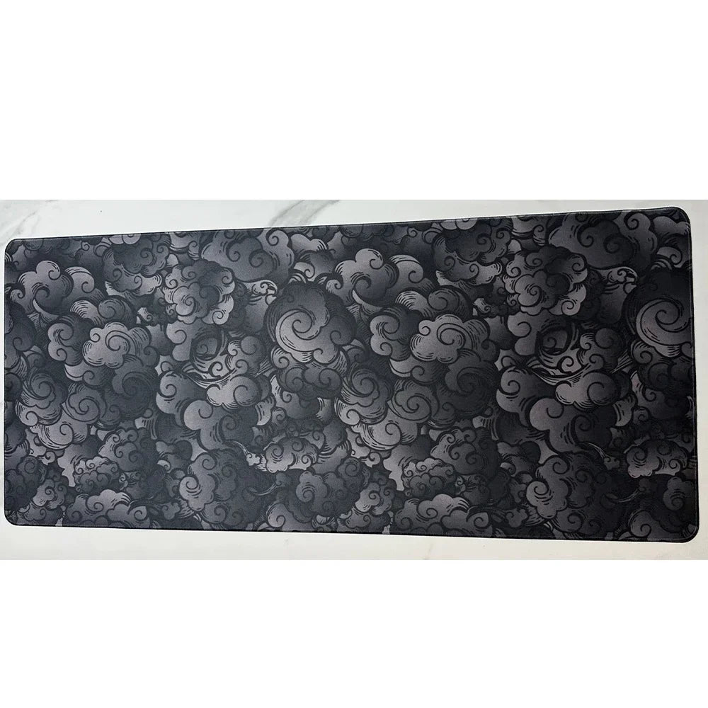Large Cloud Pattern Desk Mat with Stitched Edges