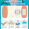 A set of four translucent silicone rubber bandages for fingers and wrists demonstrating easy use, flexibility, absorbency, an