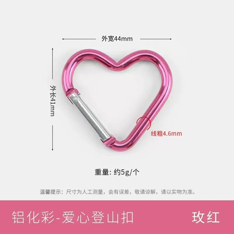 Vibrant Heart-Shaped Carabiner Clips for Keys & DIY Jewelry