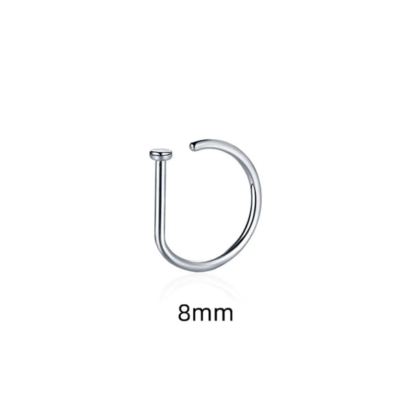 A silver non-piercing septum clip with an 8mm size.
