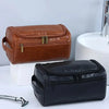 Hanging Leather Toiletry Bag with Durable Water-Resistant Design