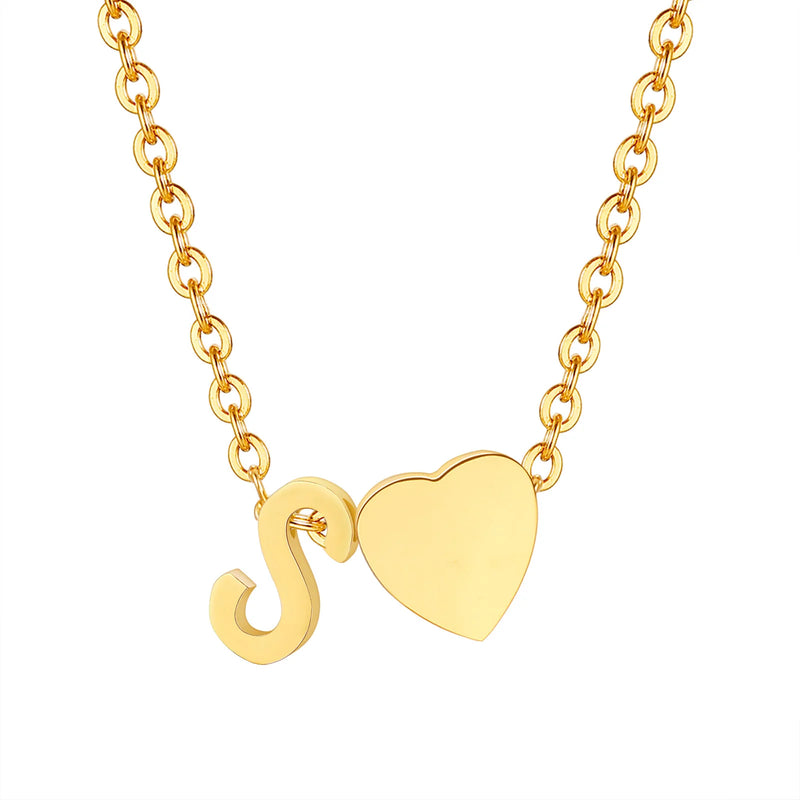 Dainty Heart Initial Necklace