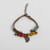 Adjustable Ceramic Bead Bracelet with Leaf Pendant