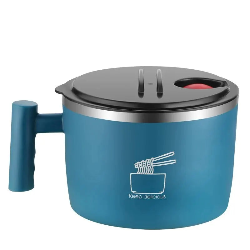 Portable Stainless Steel Noodle Bowl with Draining Lid