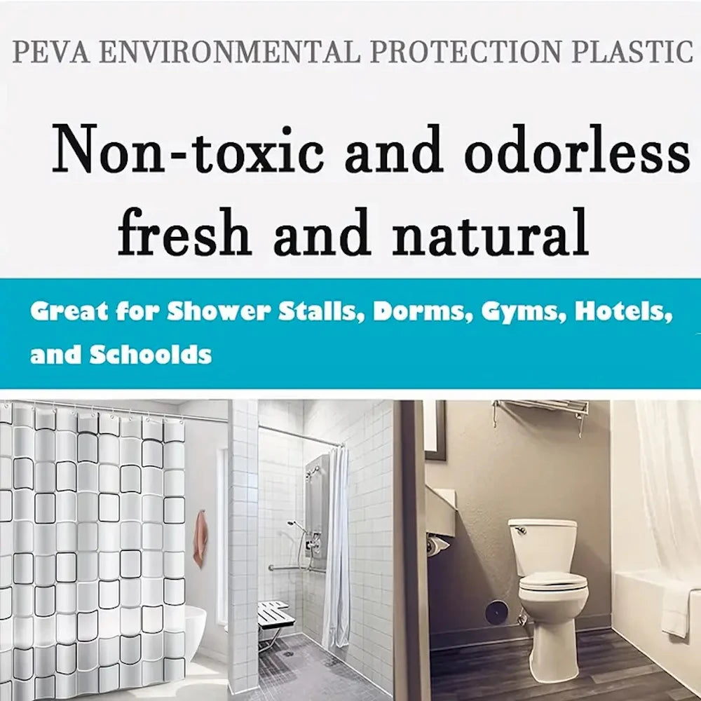 Clear PEVA Shower Curtain Liner with Hooks