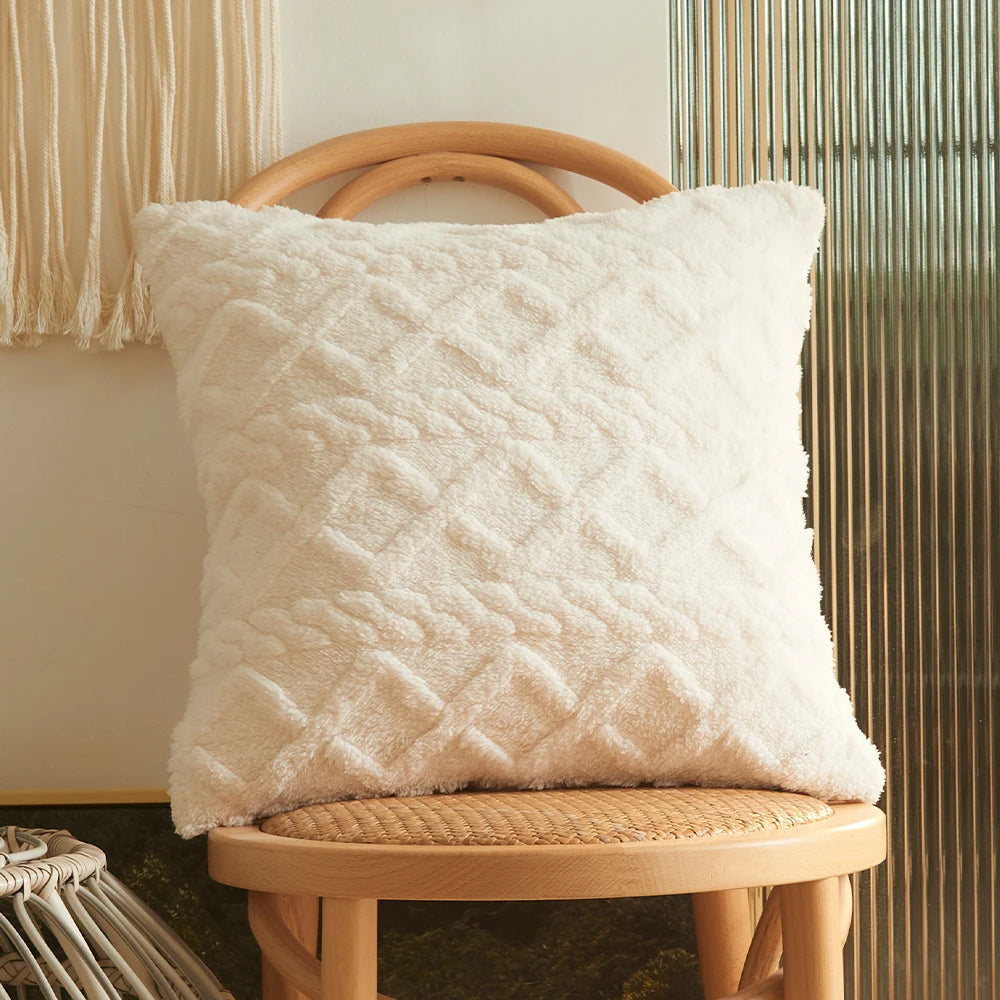 Geometric Plush Cushion Cover for Sofa & Bed
