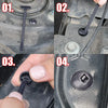 Four steps showing how to install self-locking nylon cable tie buckles for car and home repairs