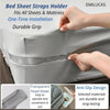 Hands are installing bed sheet straps holder clips onto a mattress cover for secure bedding installation.