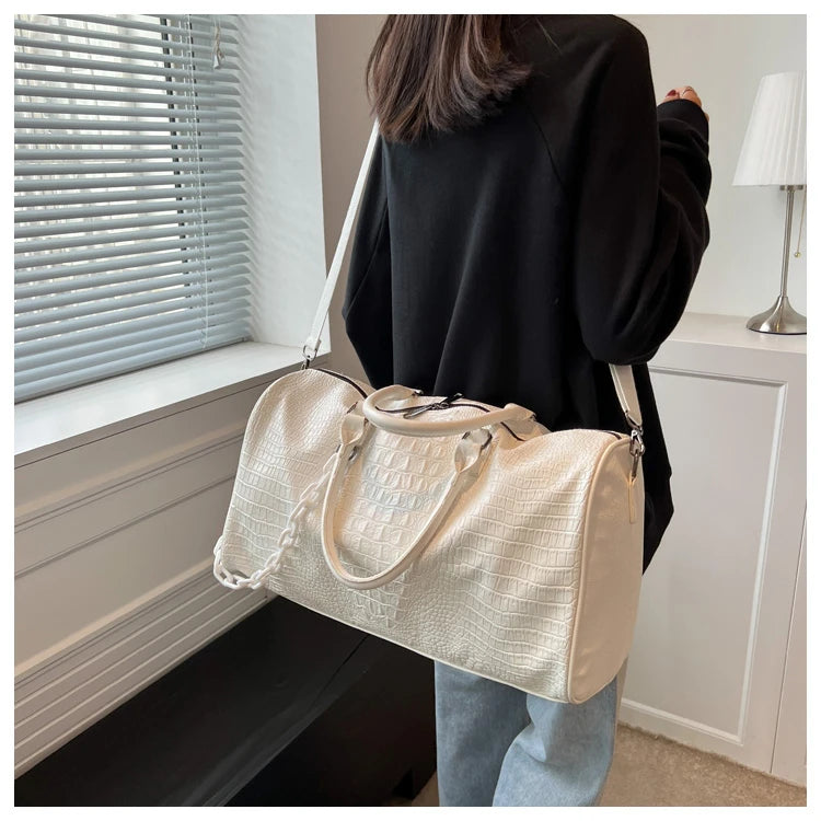 Crocodile Grain Large Capacity Travel Duffle Bag