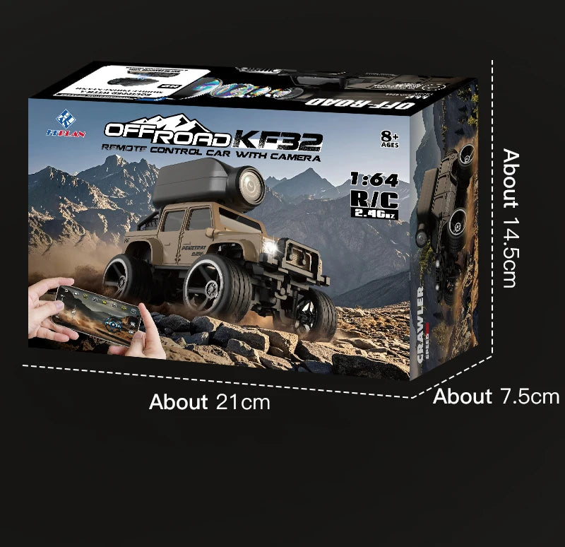 1:64 Scale RC Climbing Car with HD Camera and LED Lights