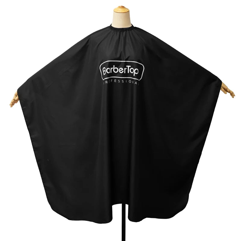 Black waterproof hair cutting cape for professional salons and barbershops
