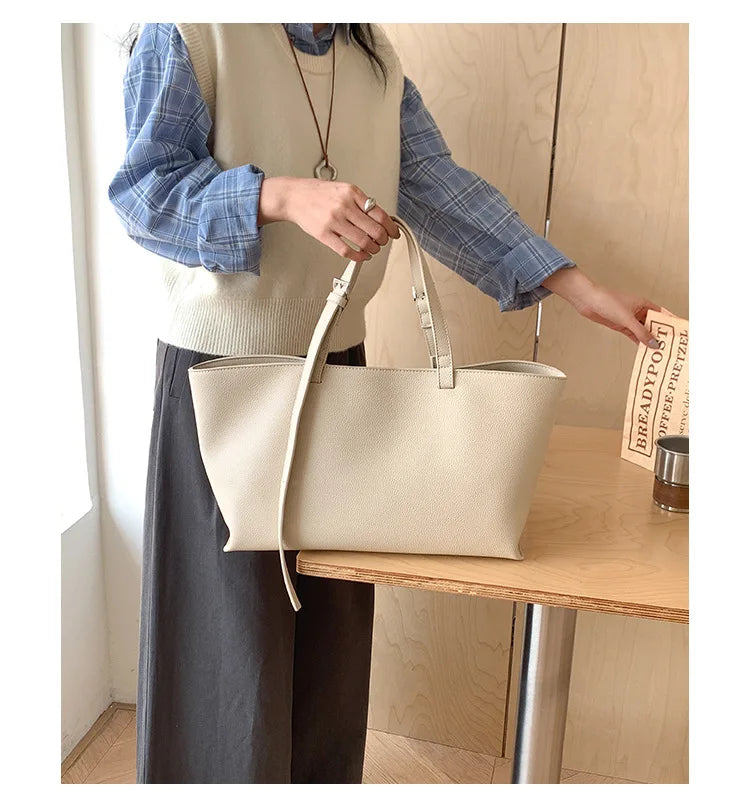 Soft PU Leather Tote Bag for Women – Spacious Everyday Carryall