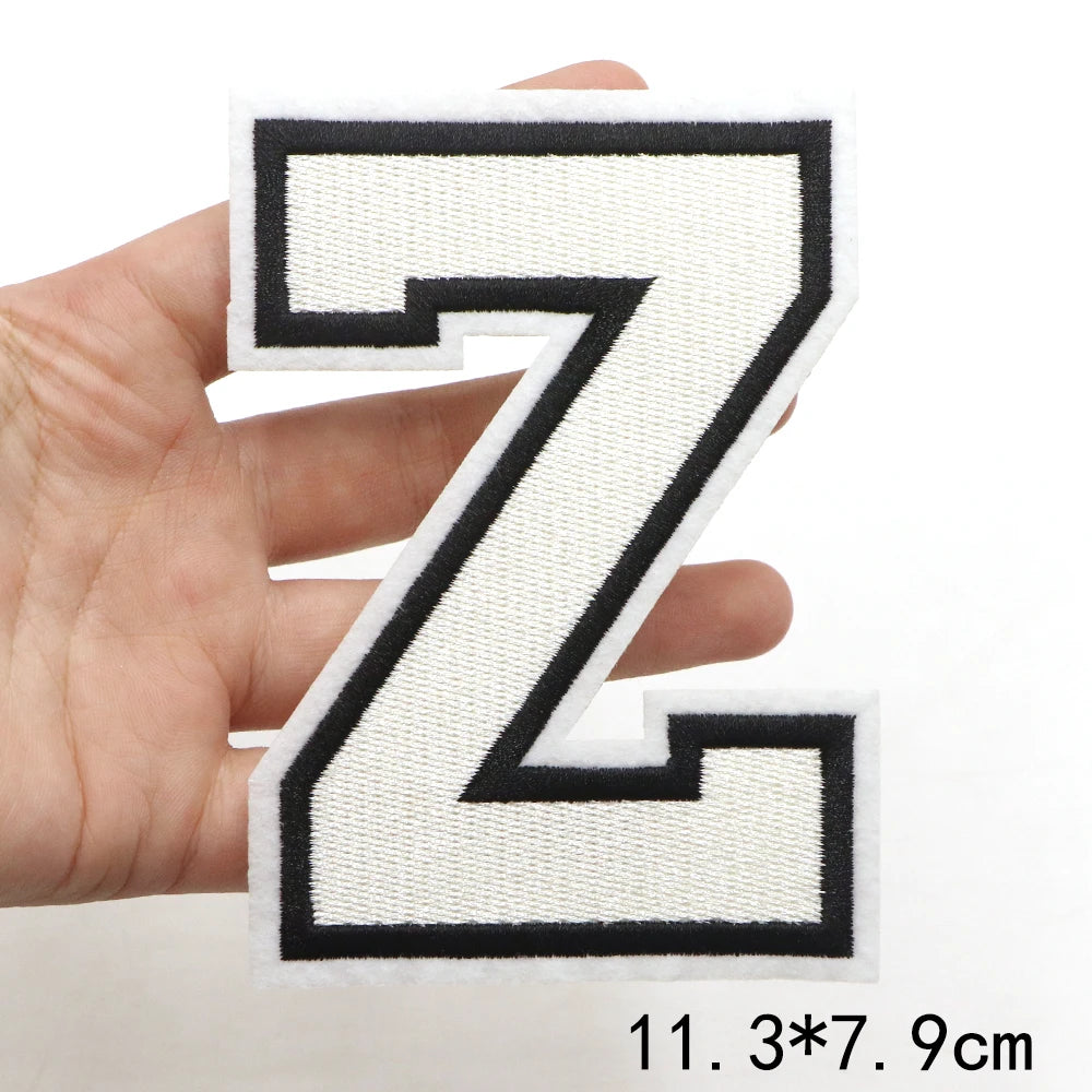 Large White Letter Patch for DIY Clothing Customization