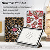 A clear protective case for an iPad featuring a new 3+Y fold design with built-in pen slot and anti-bending acrylic.