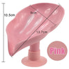 Pink leaf-shaped suction cup soap dish with a self-draining tray