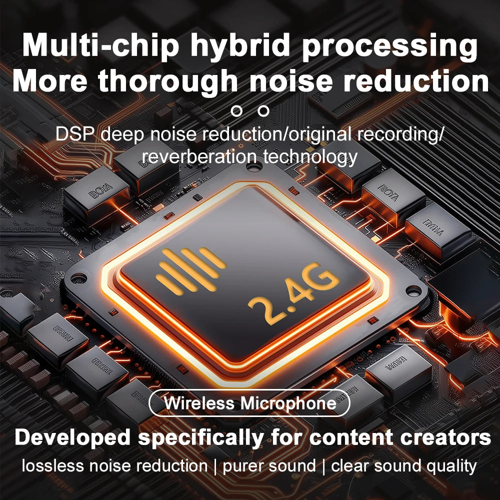 Nahaufnahme eines Mehrchip-Hybrid-Verarbeitungsmoduls zur Rauschunterdrückung auf einer Platine.