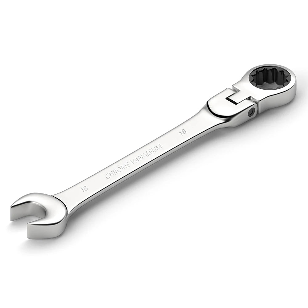Metric Ratcheting Wrench Set with Flex-Head and Carry Bag