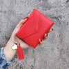 Compact PU Leather Clutch Wallet with Tassel