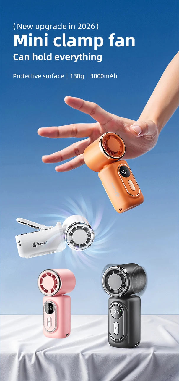 Portable Rechargeable Mini Handheld Fan with 5 Speeds & LED Display