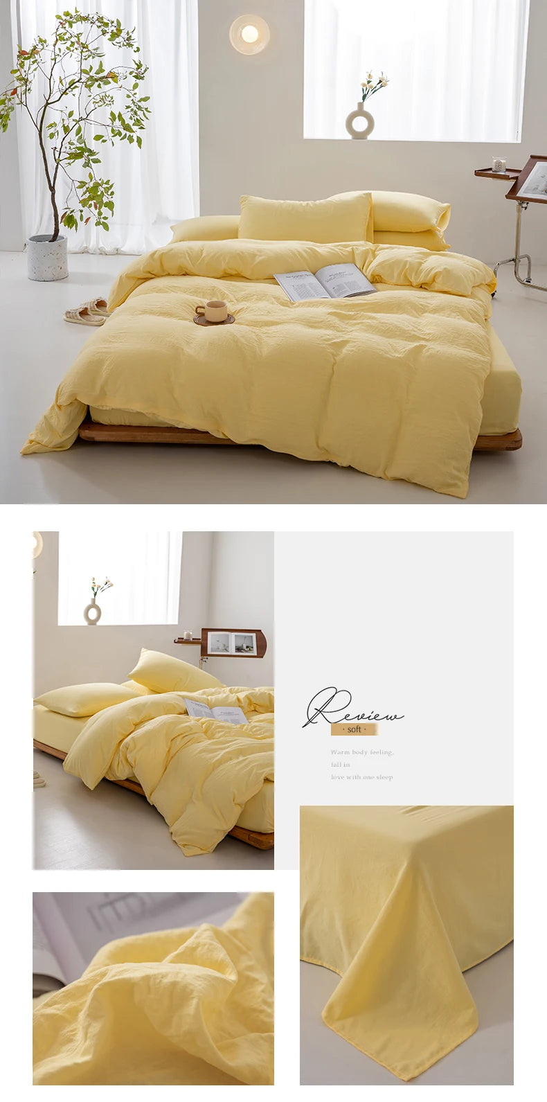 Washed Cotton Duvet Cover – Minimalist Solid Color Bedding