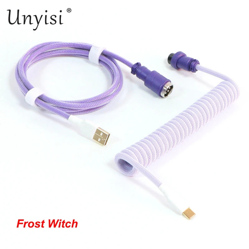 Handcrafted Coiled USB-A to Type-C Cable for Mechanical Keyboards