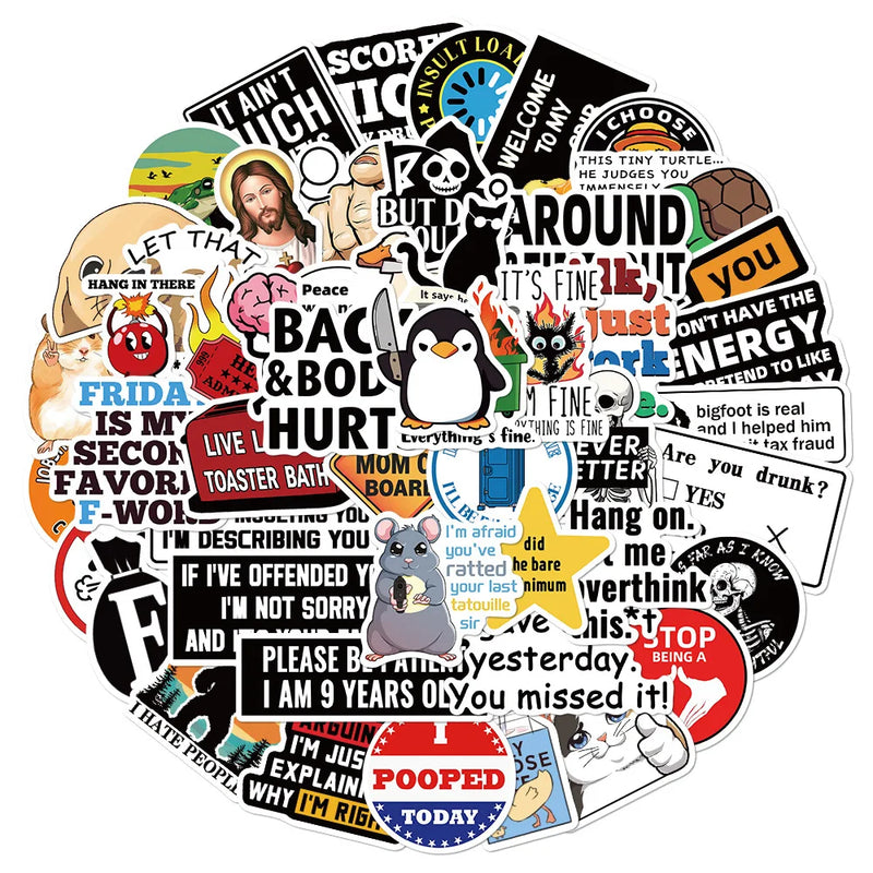 Snarky Meme Vinyl Stickers - Funny Doodle Art Decals
