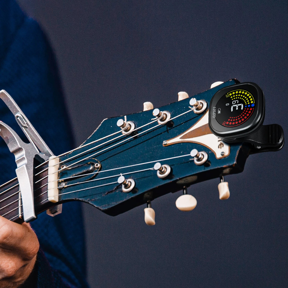 Rechargeable Clip-On Tuner for Guitar, Bass, Ukulele & Violin