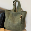 Natural Straw Woven Tote Bag with Tassel