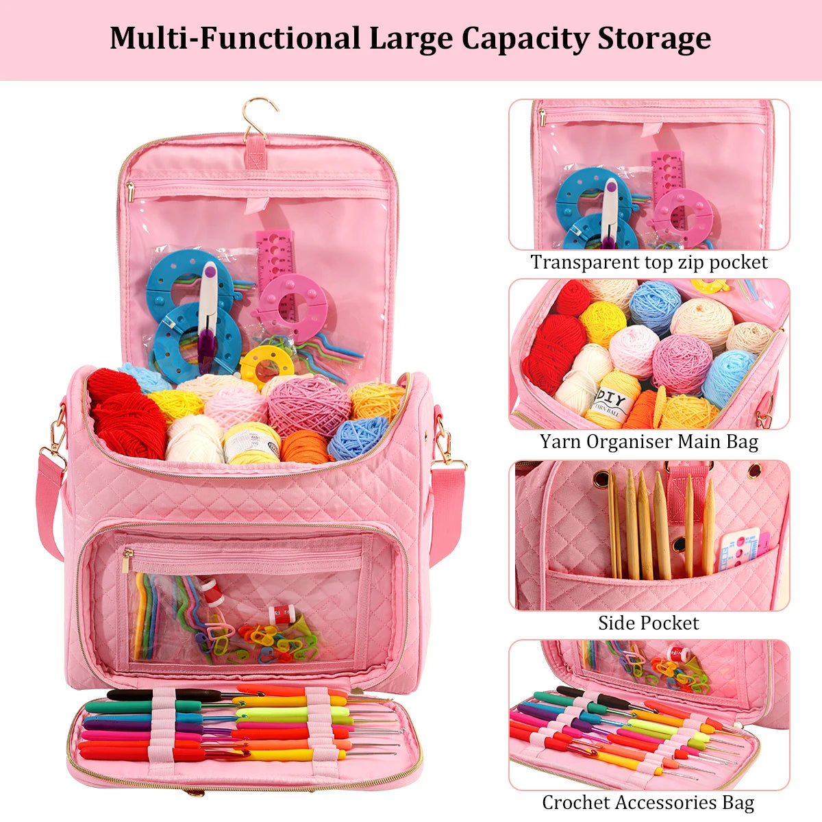 Portable Yarn Storage & Crochet Organizer Bag