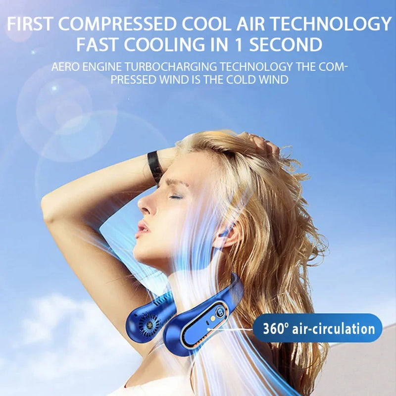 Bladeless Wearable Neck Fan with LED Display