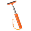 An orange telescopic window cleaning squeegee with an adjustable handle and cord.