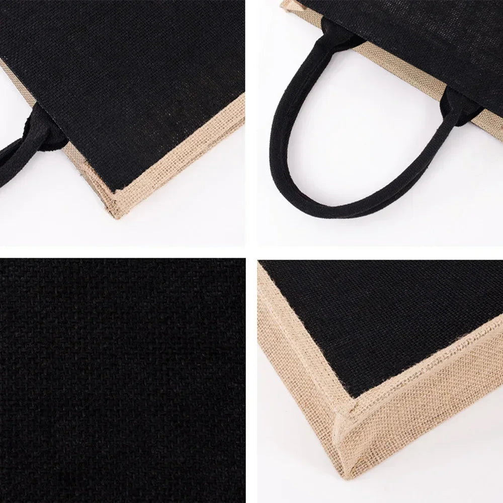 Vintage Jute Shopping Tote Bag with Waterproof Lining