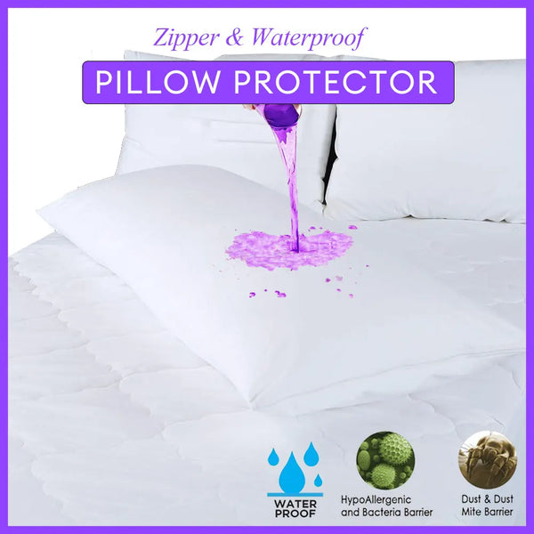 Waterproof Zippered Bolster Pillow Protector Cover - 38x100cm
