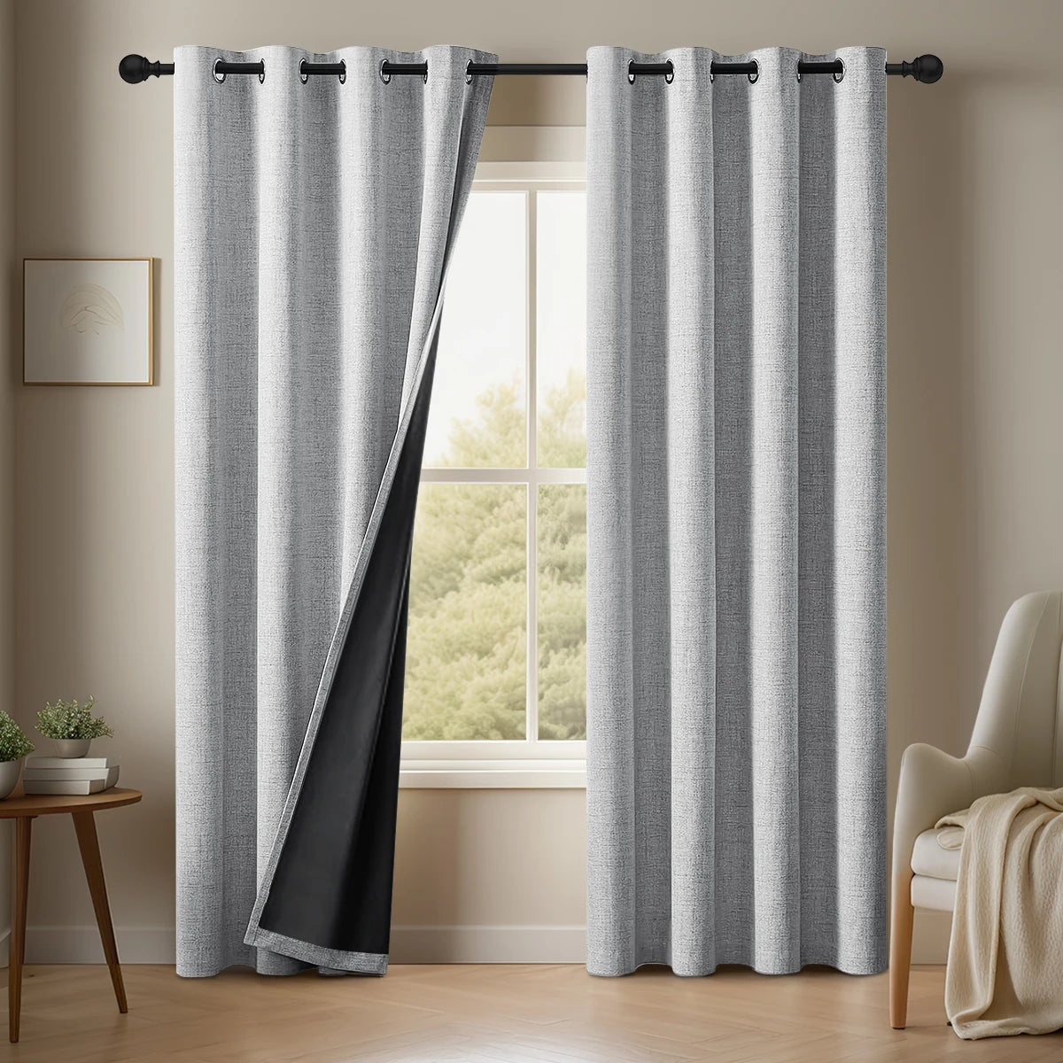 100% Blackout Curtain Panels with Tie-Backs (Set of 2)