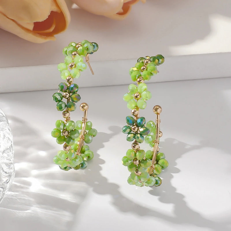 Pendientes Gota de Girasol con Cuentas Estilo Bohemio