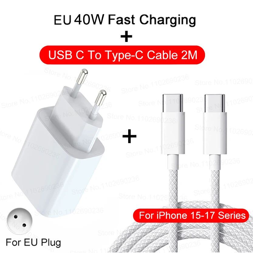 USB-C 40W Fast Charger with 1M Cable for iPhone