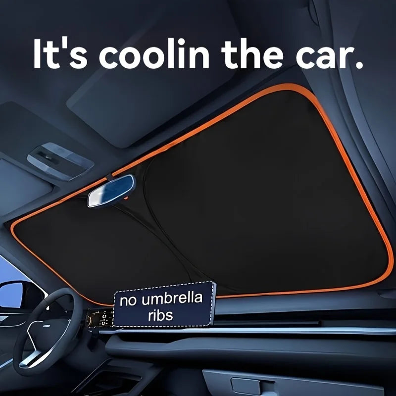 No-Drill Windshield Sunshade with Storage Pouch