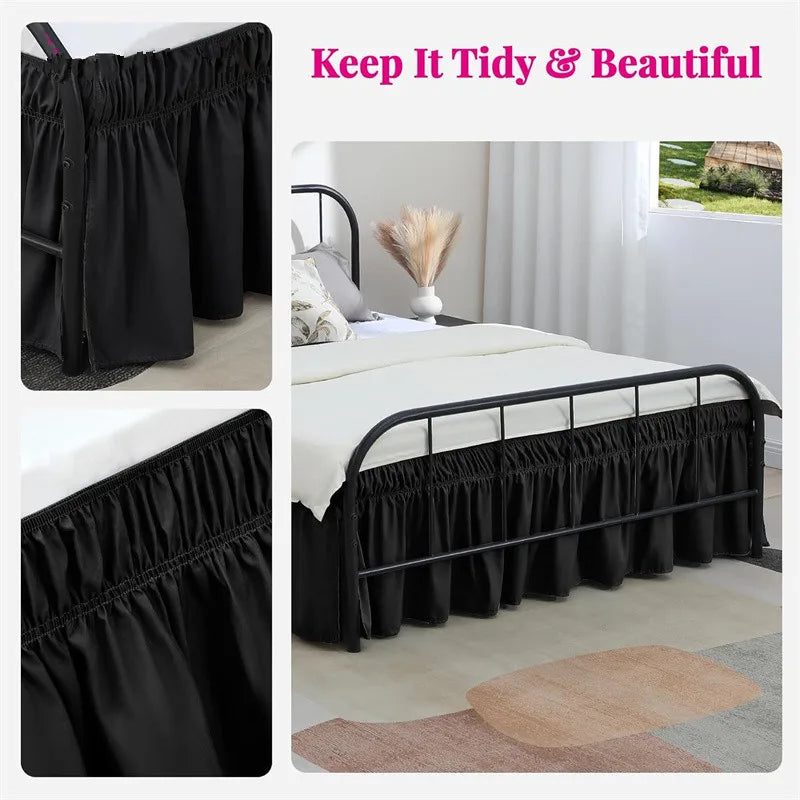 Ruffled Bed Skirt with Split Corners and Elastic Wrap