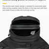 Black waterproof motorcycle hip pack featuring a double-layer zipper design for organized storage.