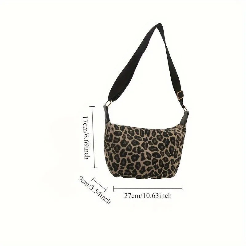 Leopard Print Nylon Crossbody Bag