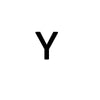 A black capital letter Y on a white background.