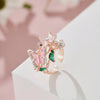 Floral Butterfly Rhinestone Ring — Romantic Adjustable Design
