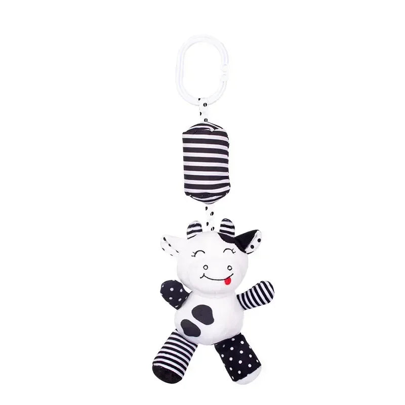 High-Contrast Baby Rattle Plush Toy for Stroller and Crib