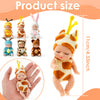 A collection of mini reborn baby dolls with various outfits and accessories shown in different poses and sizes.