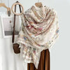 Large Color-Block Cotton-Linen Feel Scarf & Shawl